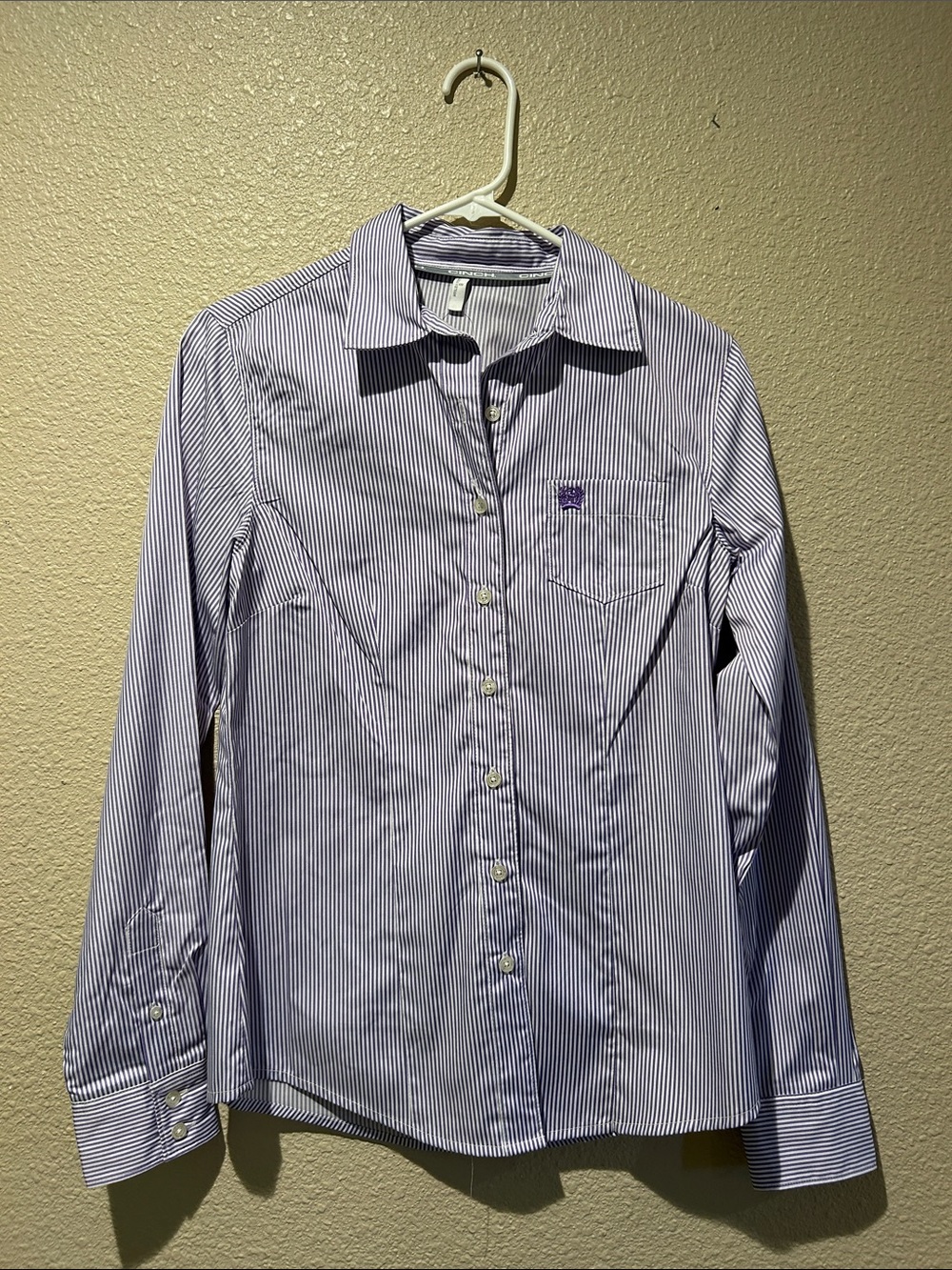 Cinch Women's purple and White Striped Button-Down Shirt